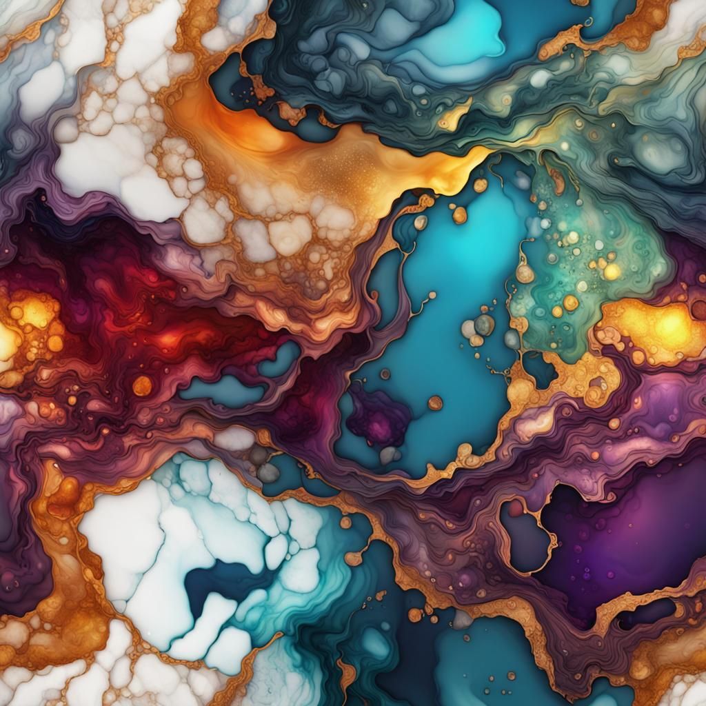 Detailed Alcohol Ink Marble in Fantasy Concept Art