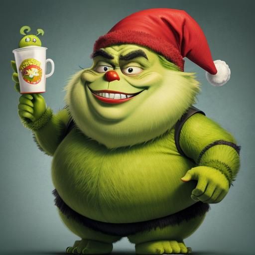Humorous Obese Grinch Mascot Costume