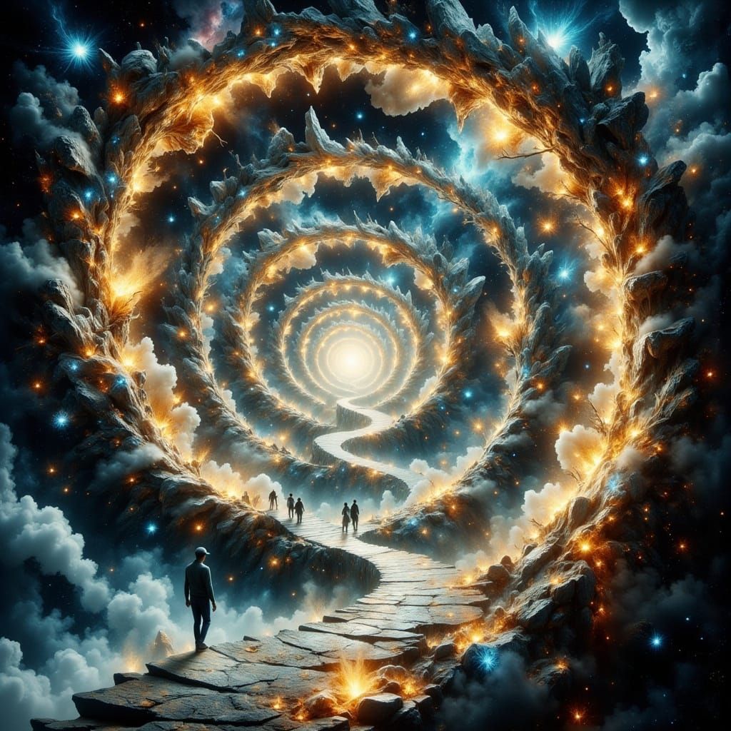 Ethereal Cosmic Spiral Bridge Connects Six Realms