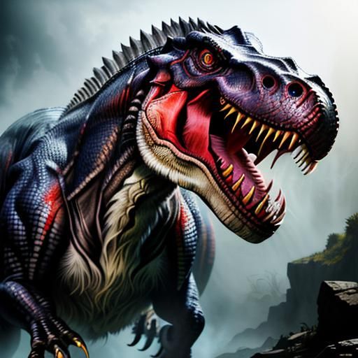 Terrifying Tyrannosaurus Rex Gaze in Digital Painting