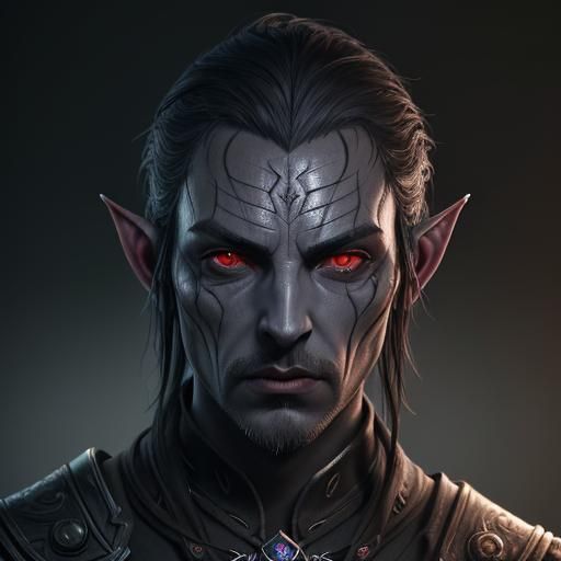 Dark Elf Alchemist with Facial Tattoo