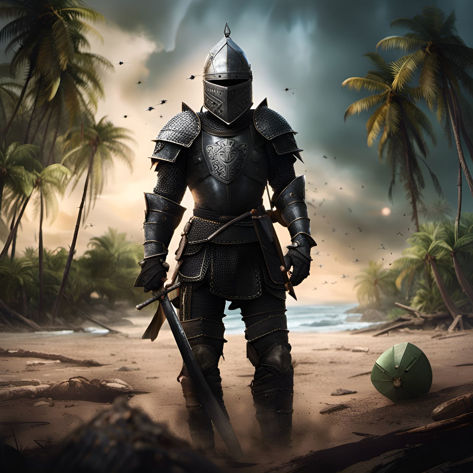 Epic Knightly Combat Under a Coconut Tree