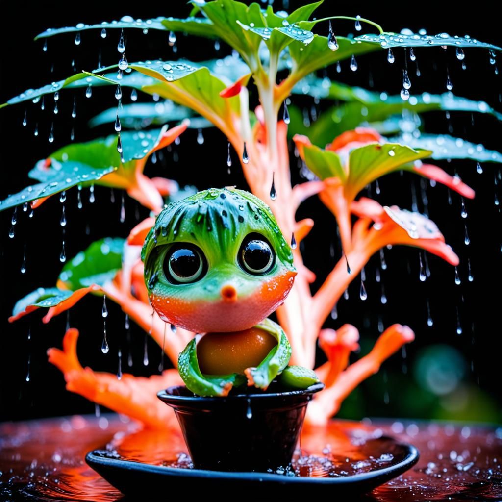 Vivid Orange Rain in Motion