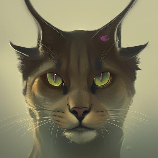 Hyperdetailed Portrait of a Caracal in Art Nouveau Style