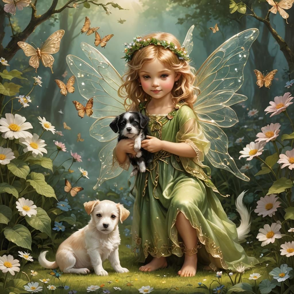 Dog Fairy with Puppy