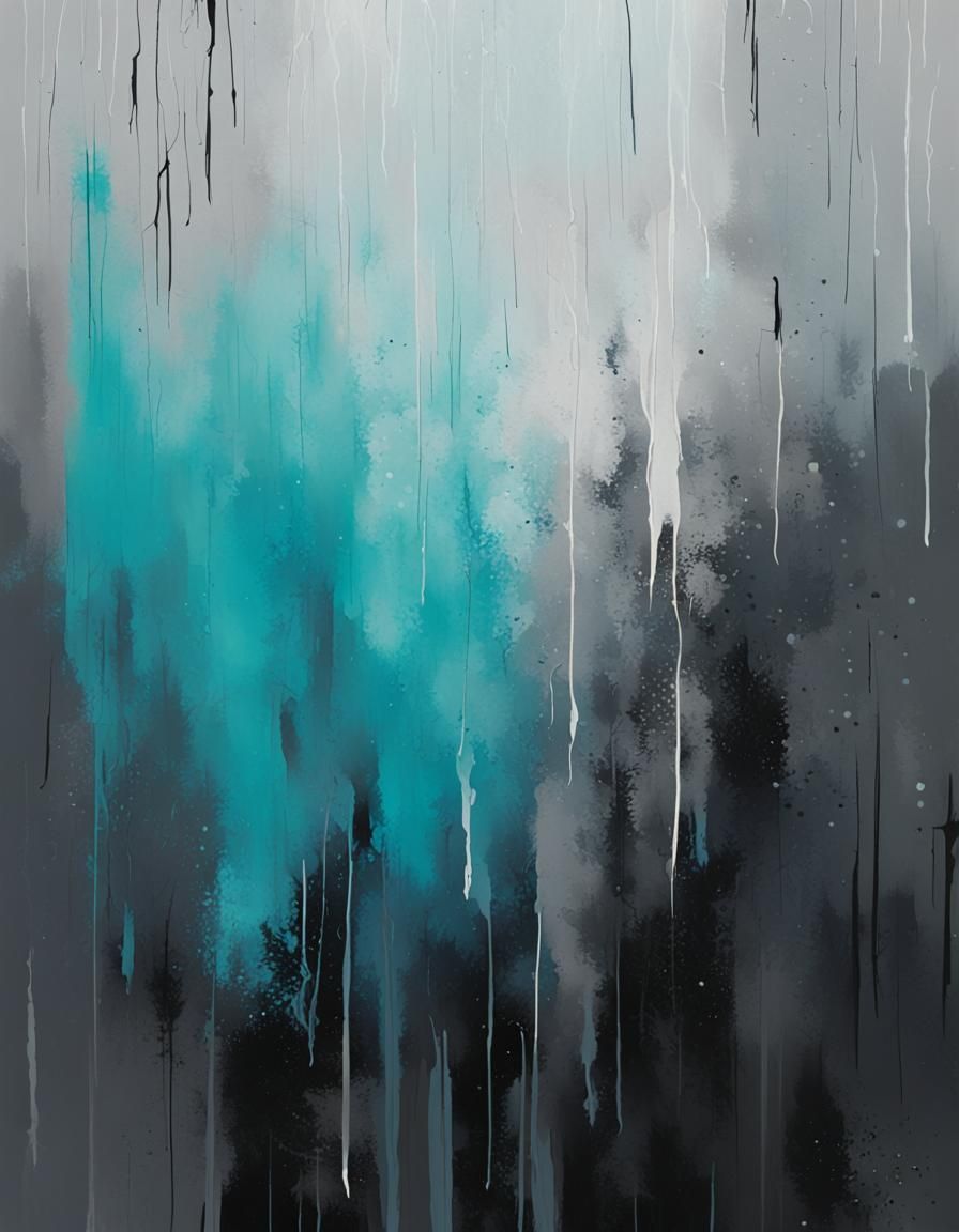 Abstract Rain with Decorative Brushstrokes