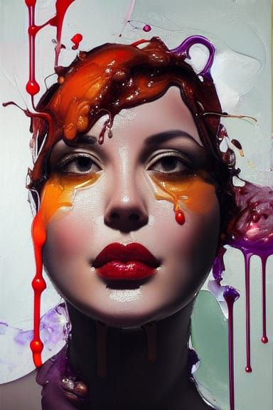 Voluptuous Woman in Dripping Chrome and Jelly