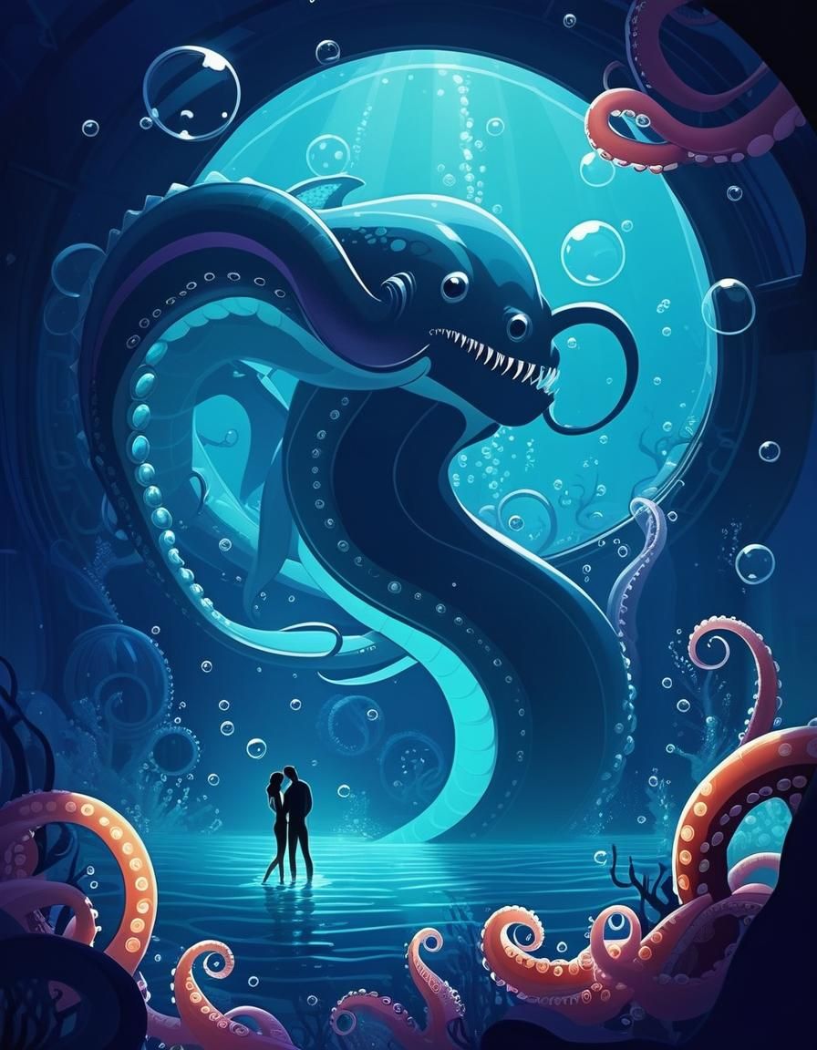 Surreal Deep Sea Monsters in Digital Illustration