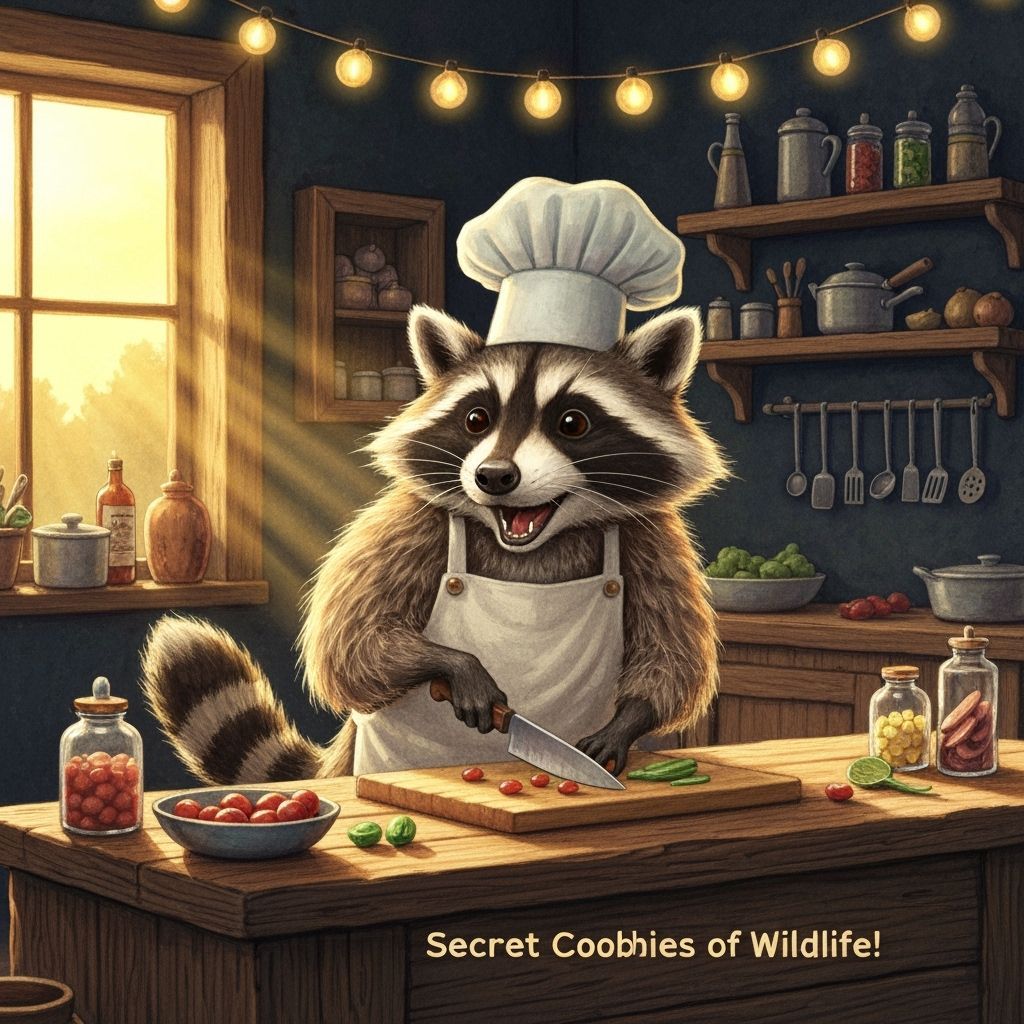 Raccoon Chef Hosts Wildlife Cooking Show in Storybook Style