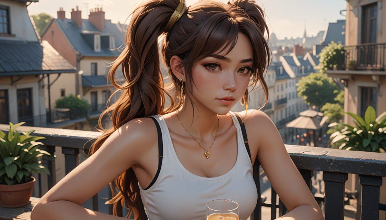 Cafe au Lait in the French Quarter: 3D Anime Art