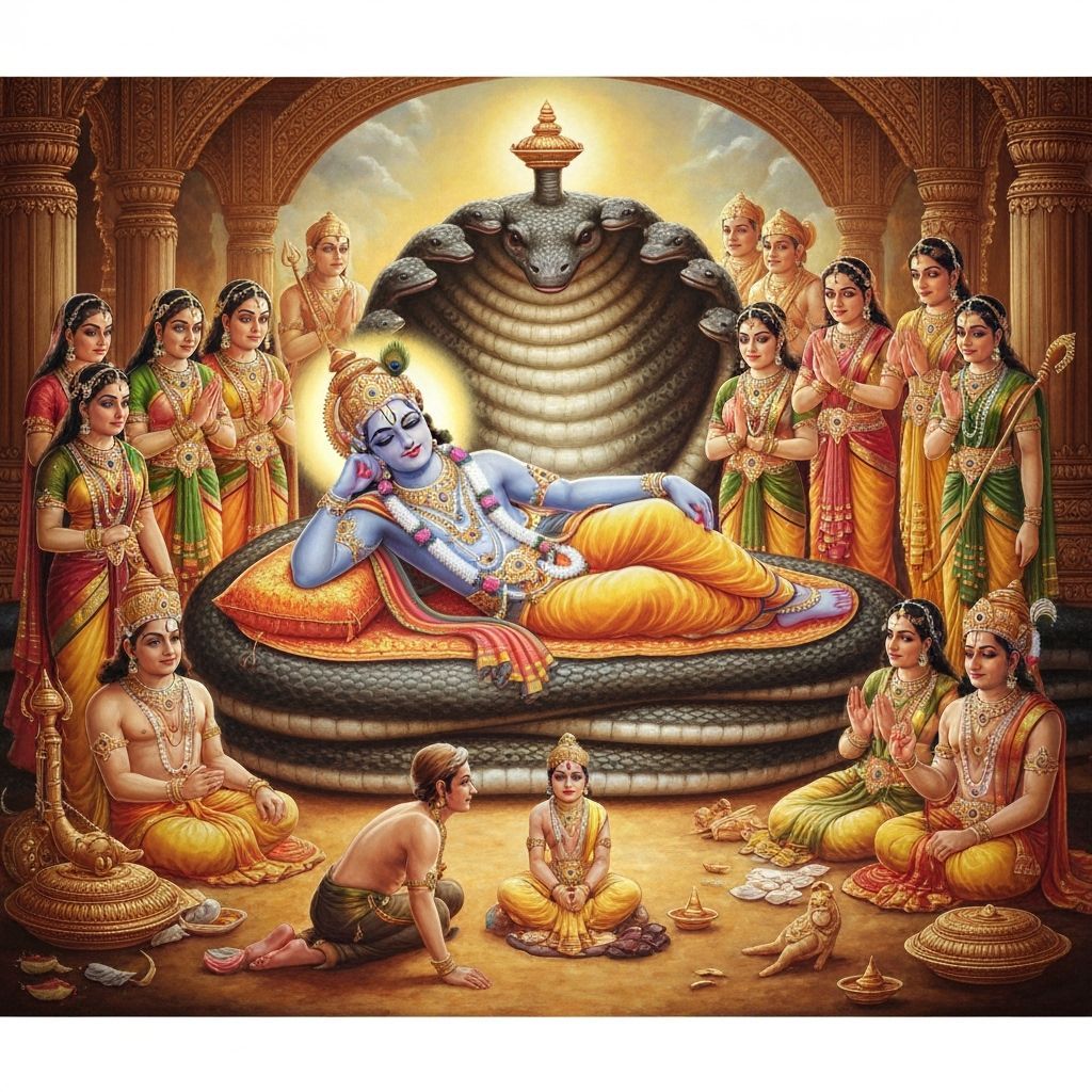 Lord Vishnu in Vaikuntha: Traditional Hindu Art