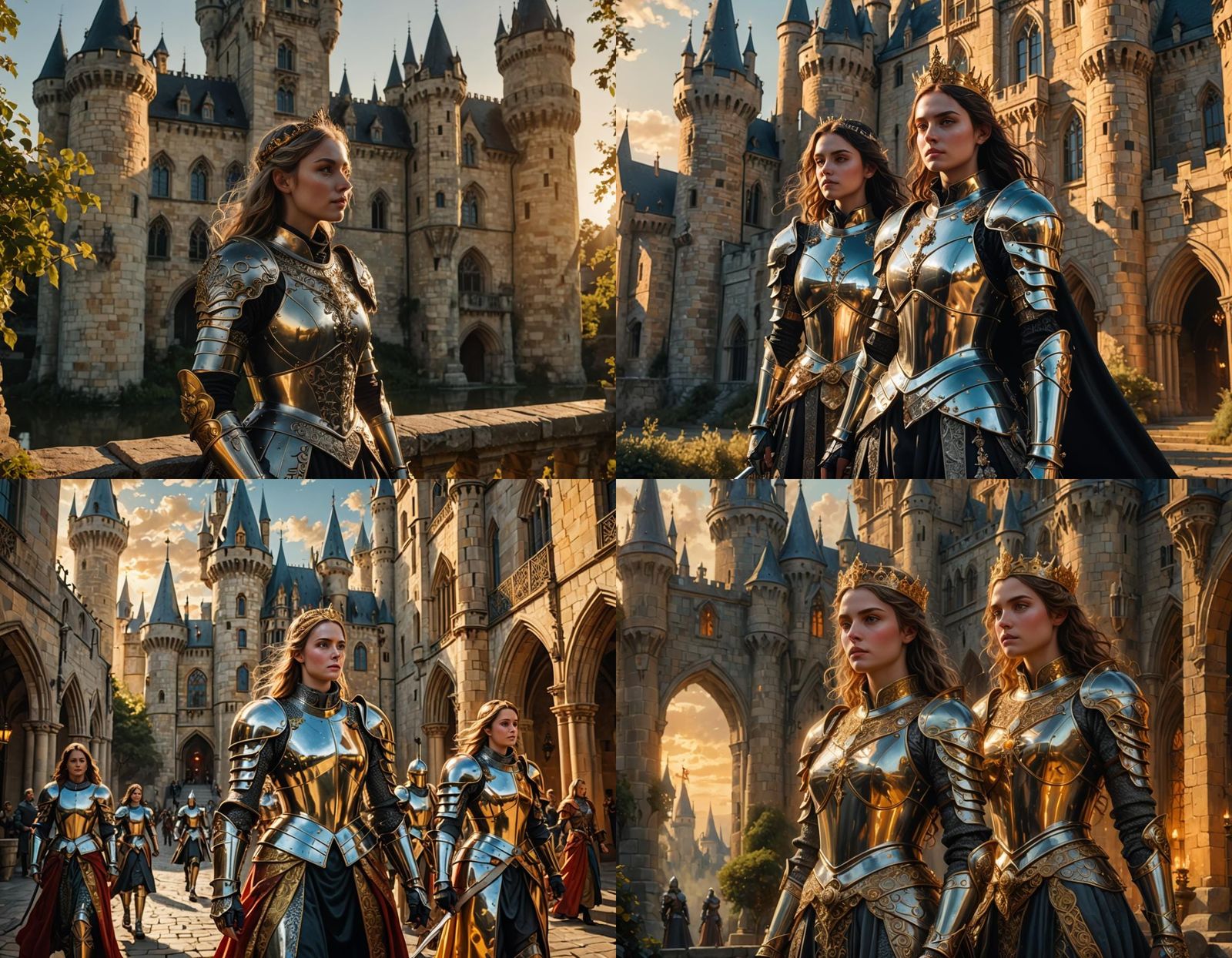 Glamorous Female Knights in Sunlit Castles