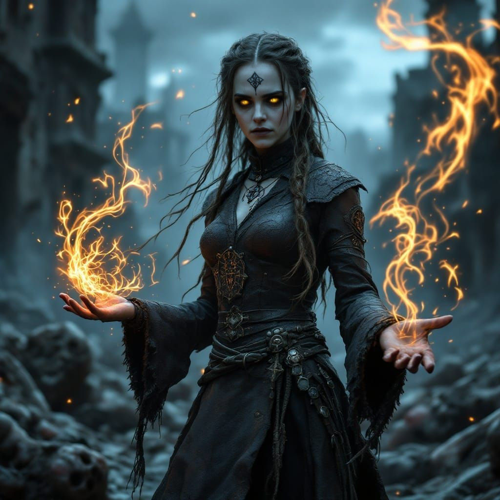 Mystical Sorceress in Ruins