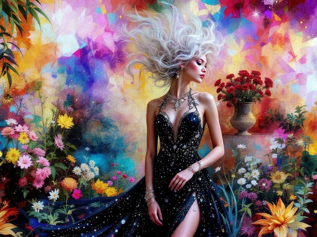 Disco Femboi in Stained-Glass Art Style