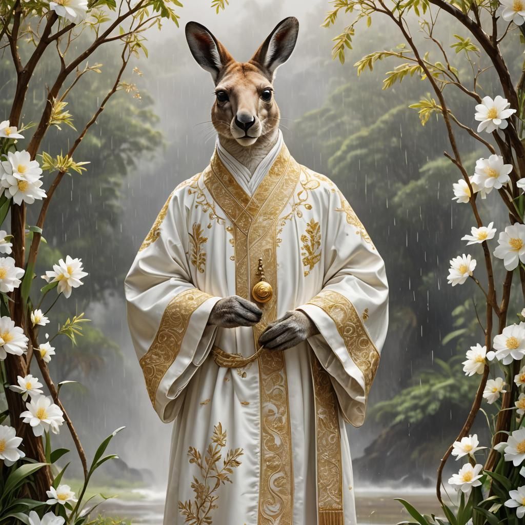 Victorian Kangaroo in Religious Robes on Maui