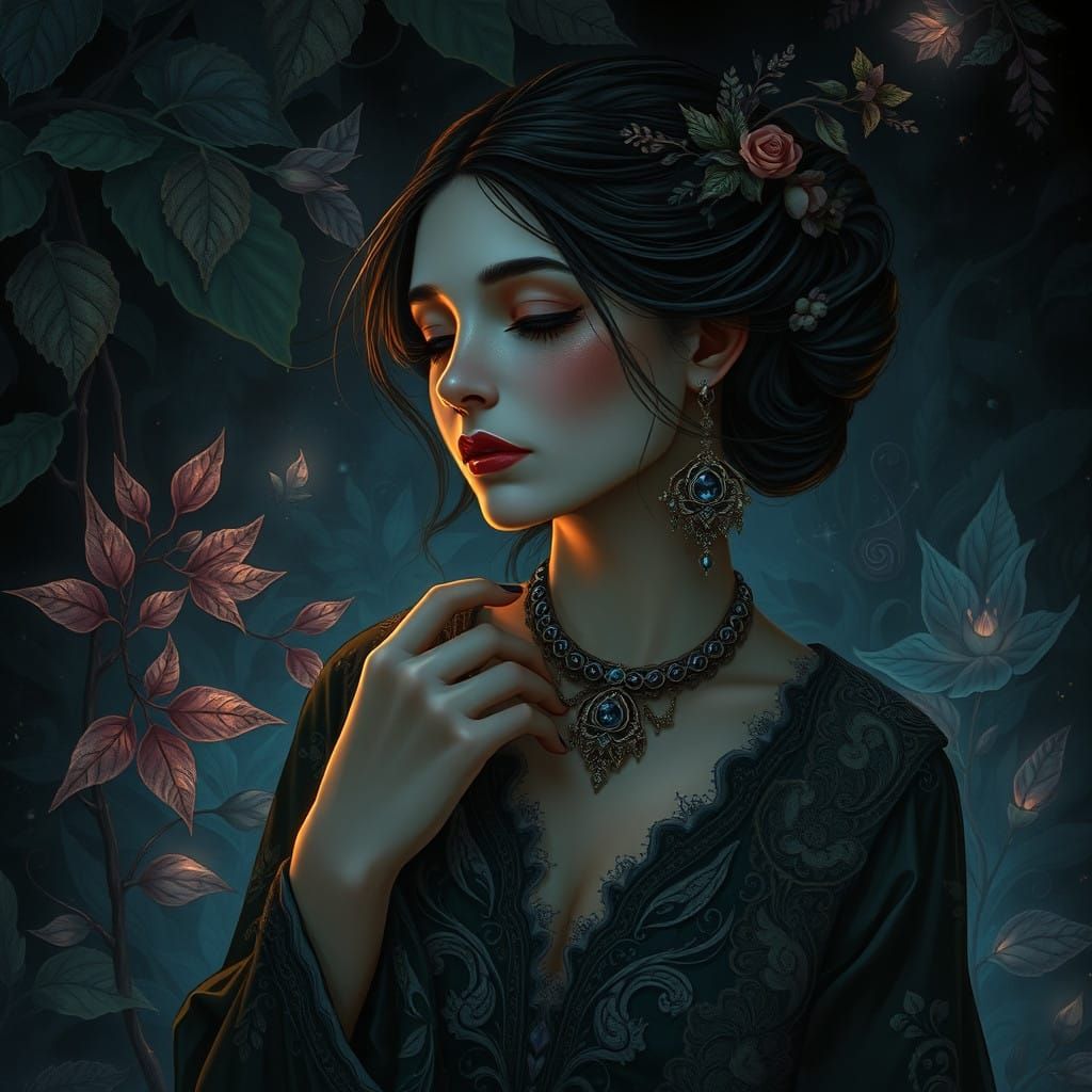 Lost in Luminous Dreams, a Melancholic Woman's Solace