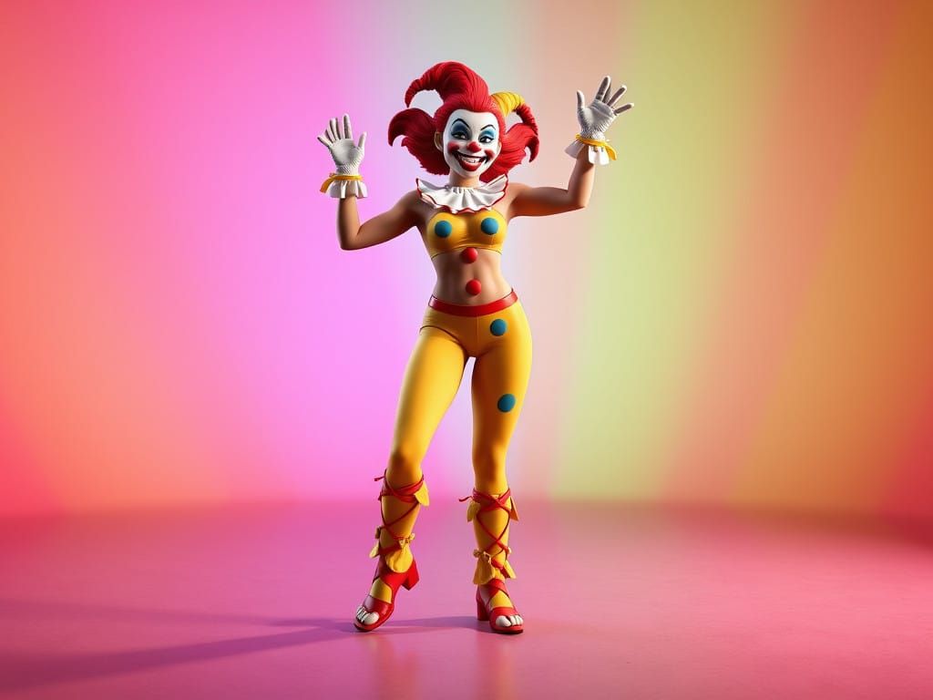 Gothic Clown Wrestler in Industrial Light