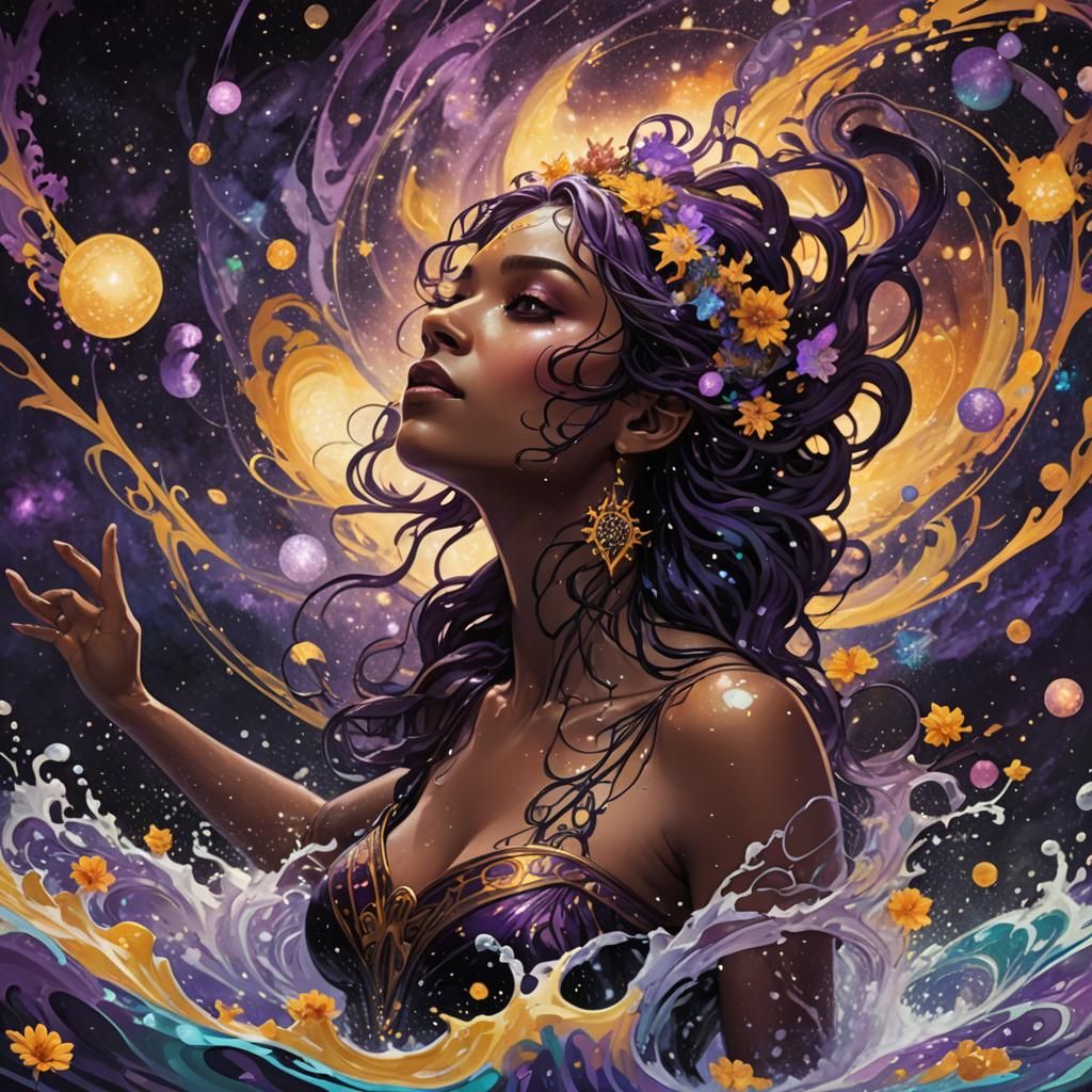 Galactic Bath: Dark Fantasy Art Nouveau