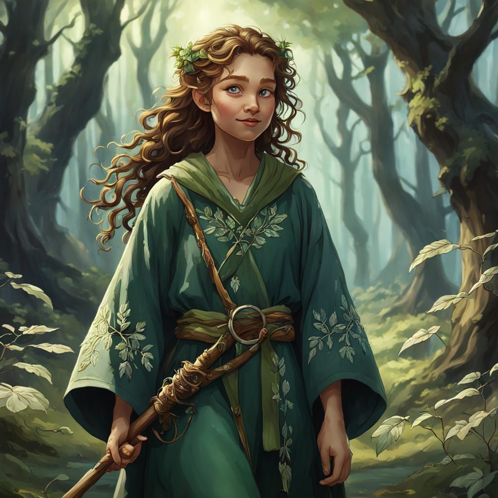 Ethereal Halfling Druid in Earthy Splendor