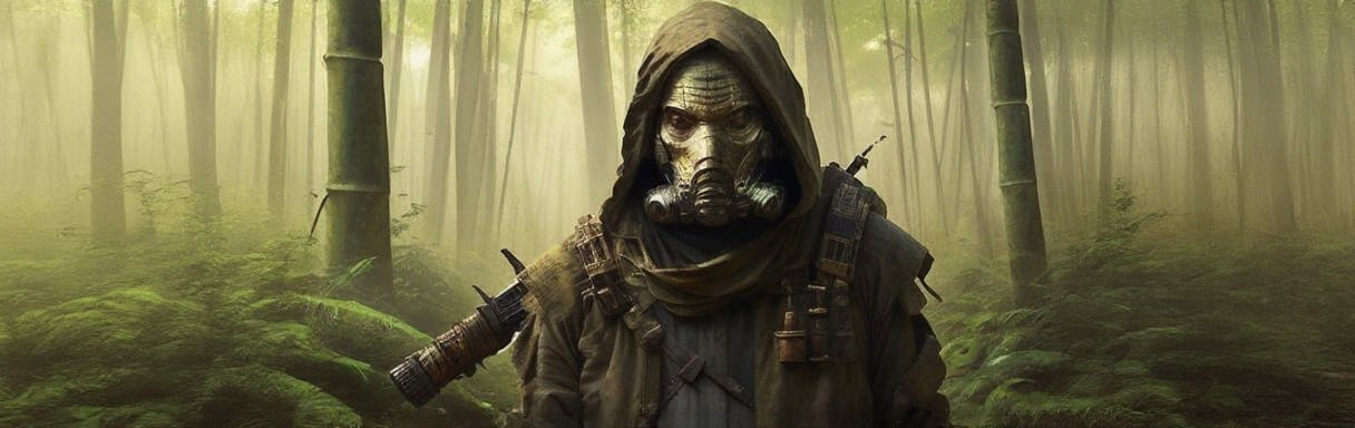 Jedi Master Meditates in Bamboo Forest