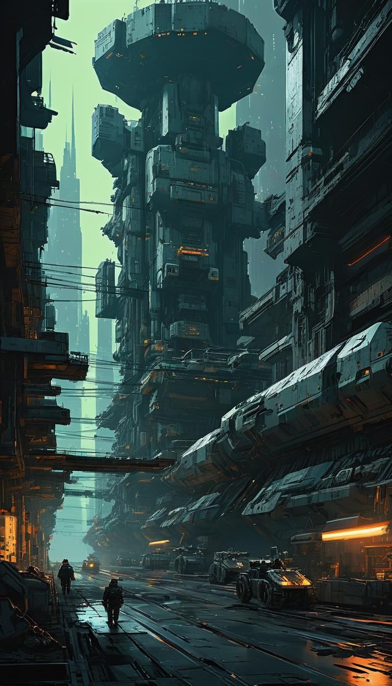 Underground Mechanized Facility in Dystopian Style