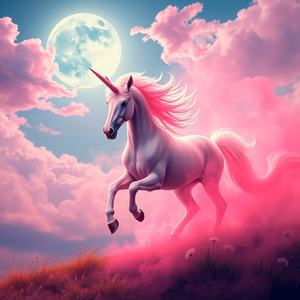 Ethereal Unicorn Forms from Pink Smoke