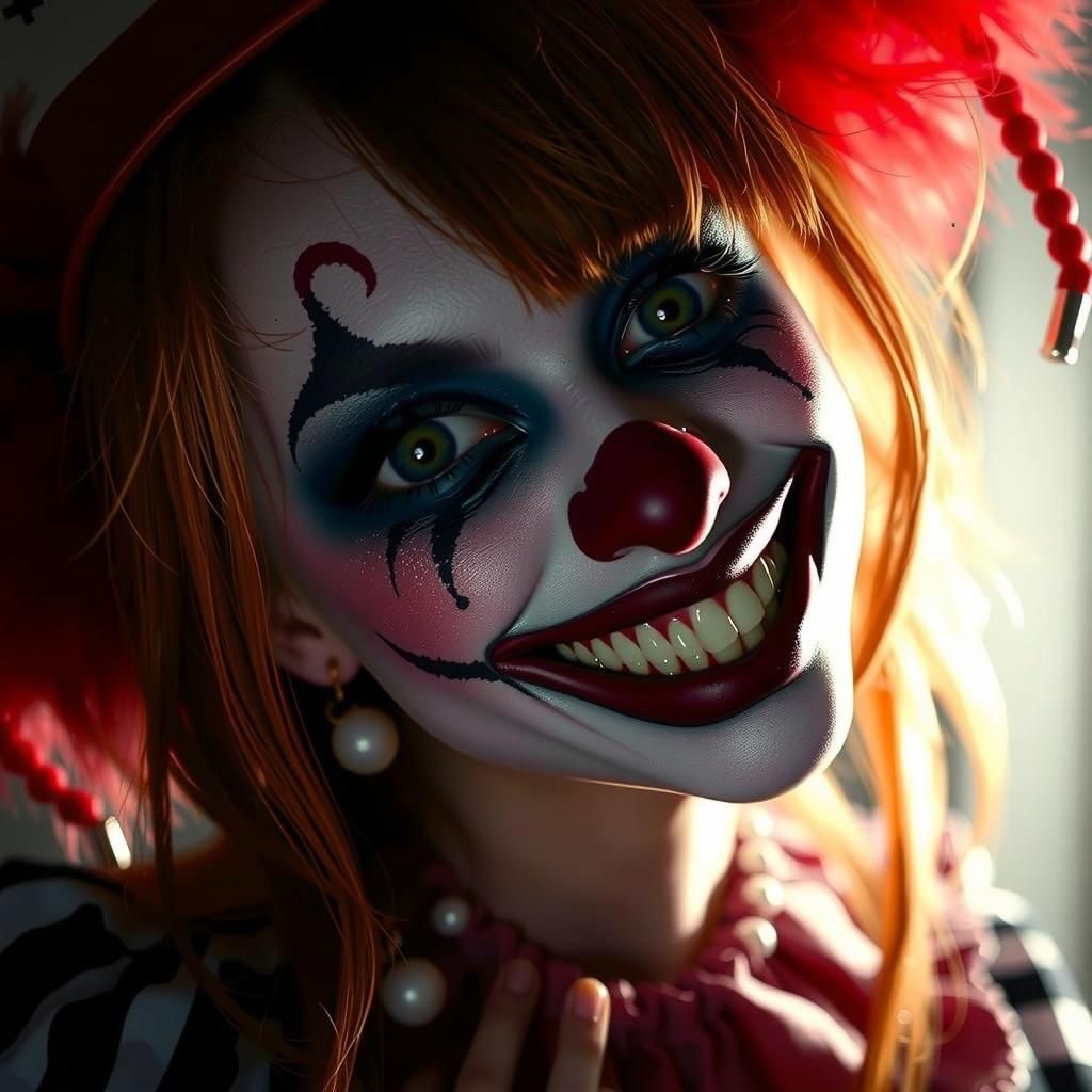 Beautiful Emo Clown Girl Portrait with Gothic Makeup