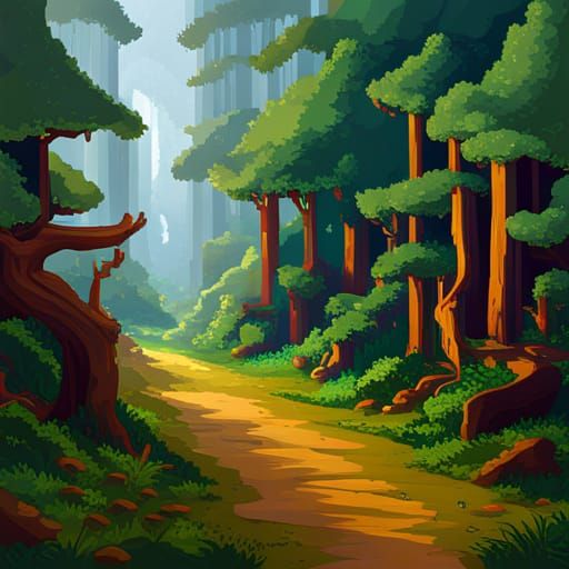 Pixel-Art Forest Trail in 32x32 Style