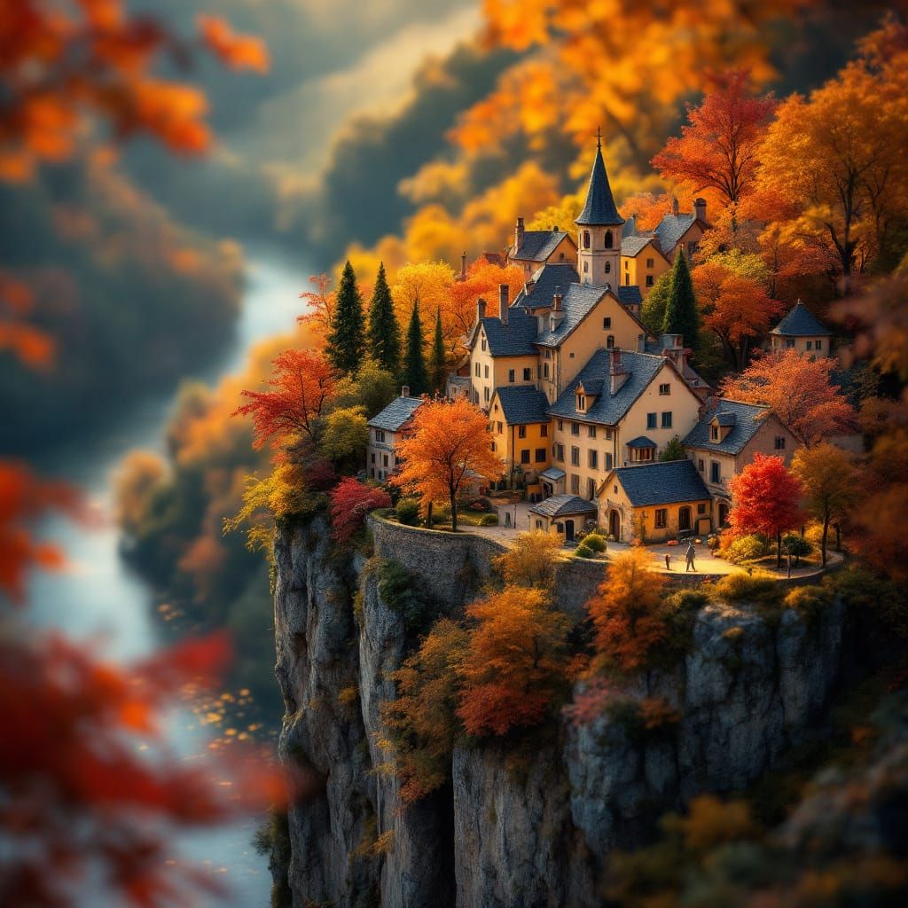 Miniature French Village in Autumn Light