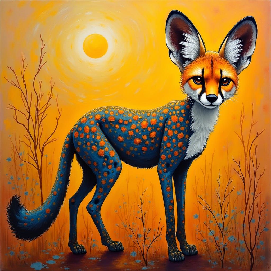 Surreal Savannah Creature in Vibrant, Expressive Style