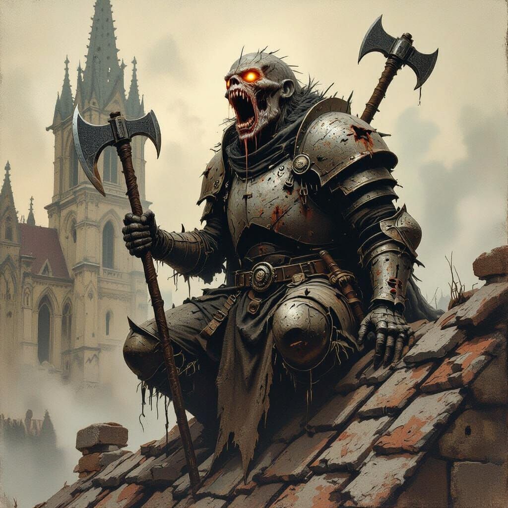 Feral Beast-Knight Howls From Crumbling Cathedral