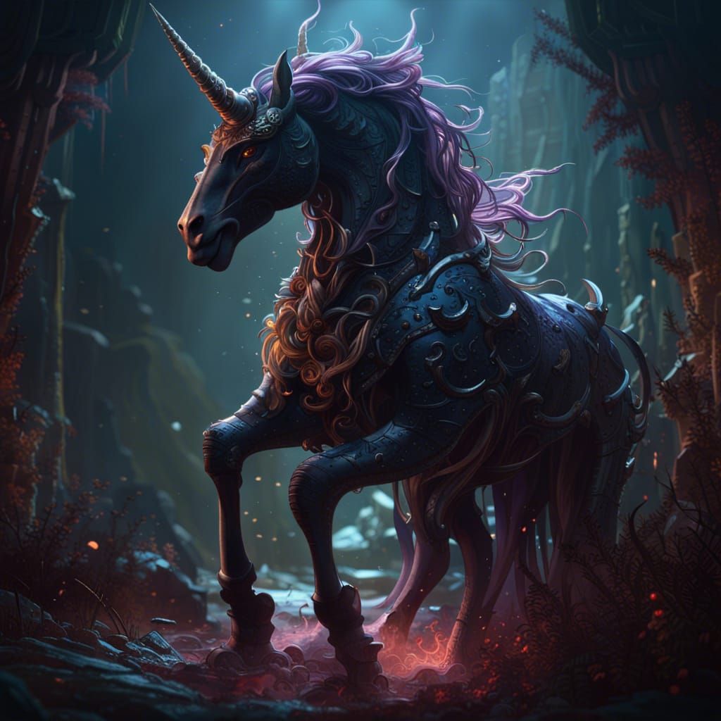 Dark Fantasy Nightmare Unicorn by Rutkowski