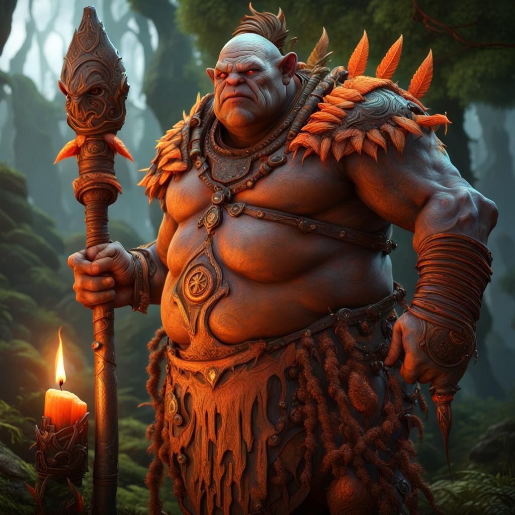 Ogre Shaman in Jungle with Tribal Armor