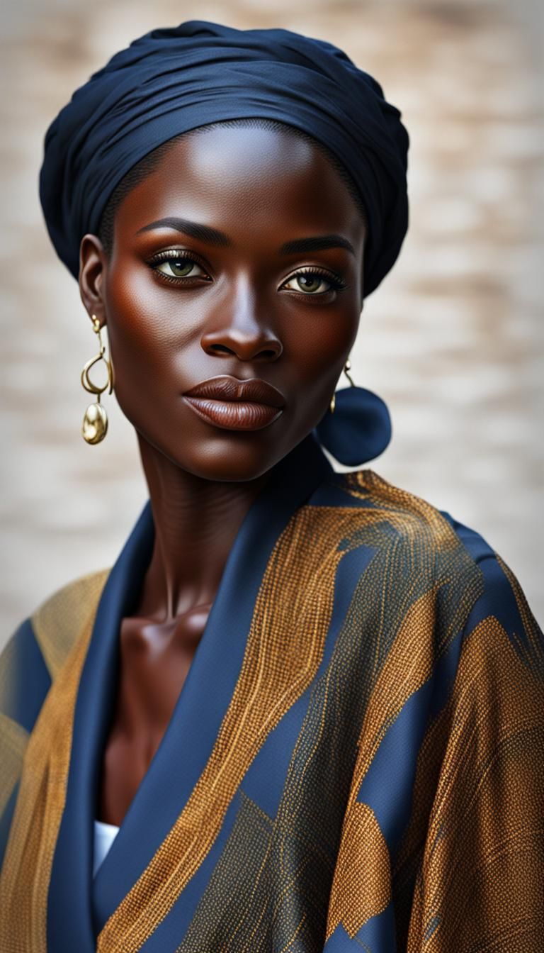 Realistic Portrait of a Young French Guinean Woman
