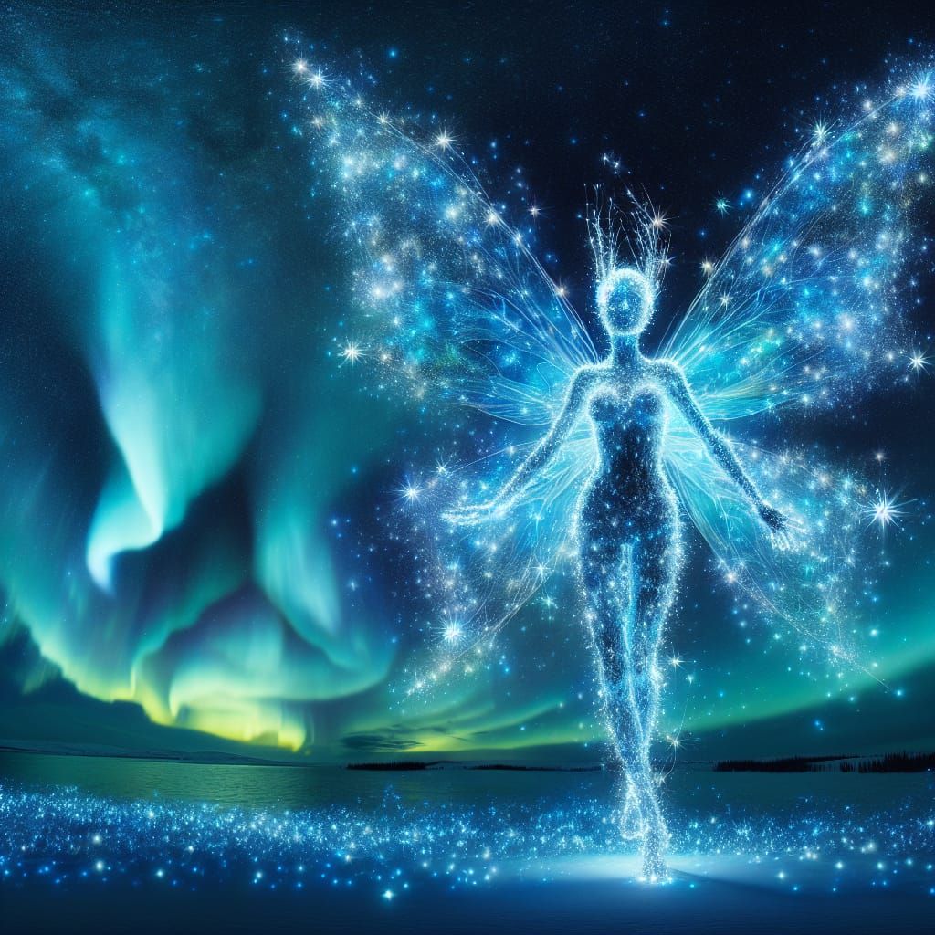 Celestial Star Fairy with Aurora Borealis