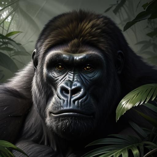 Majestic Holy Gorilla Portrait in Digital Art