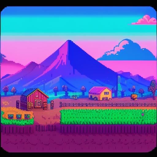 Stardew Valley in Synthwave Neon Retro Style