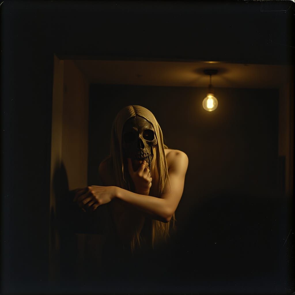 Eerie Basement Scene in Photogravure Style