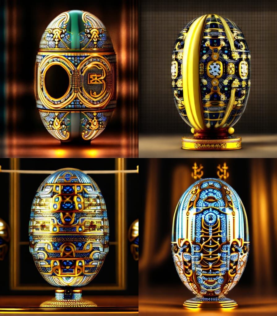 Steampunk Cybernetic Faberge Eggs in Cyberpunk Style