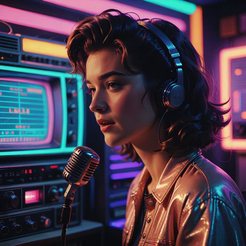 Synthwave Musician in Retro Music Video