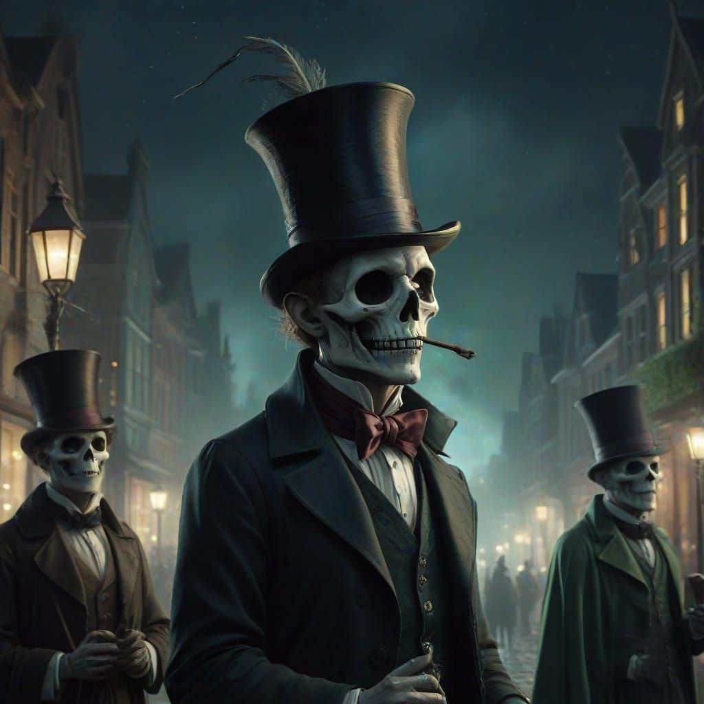Undead Carolers on Snowy Victorian Street