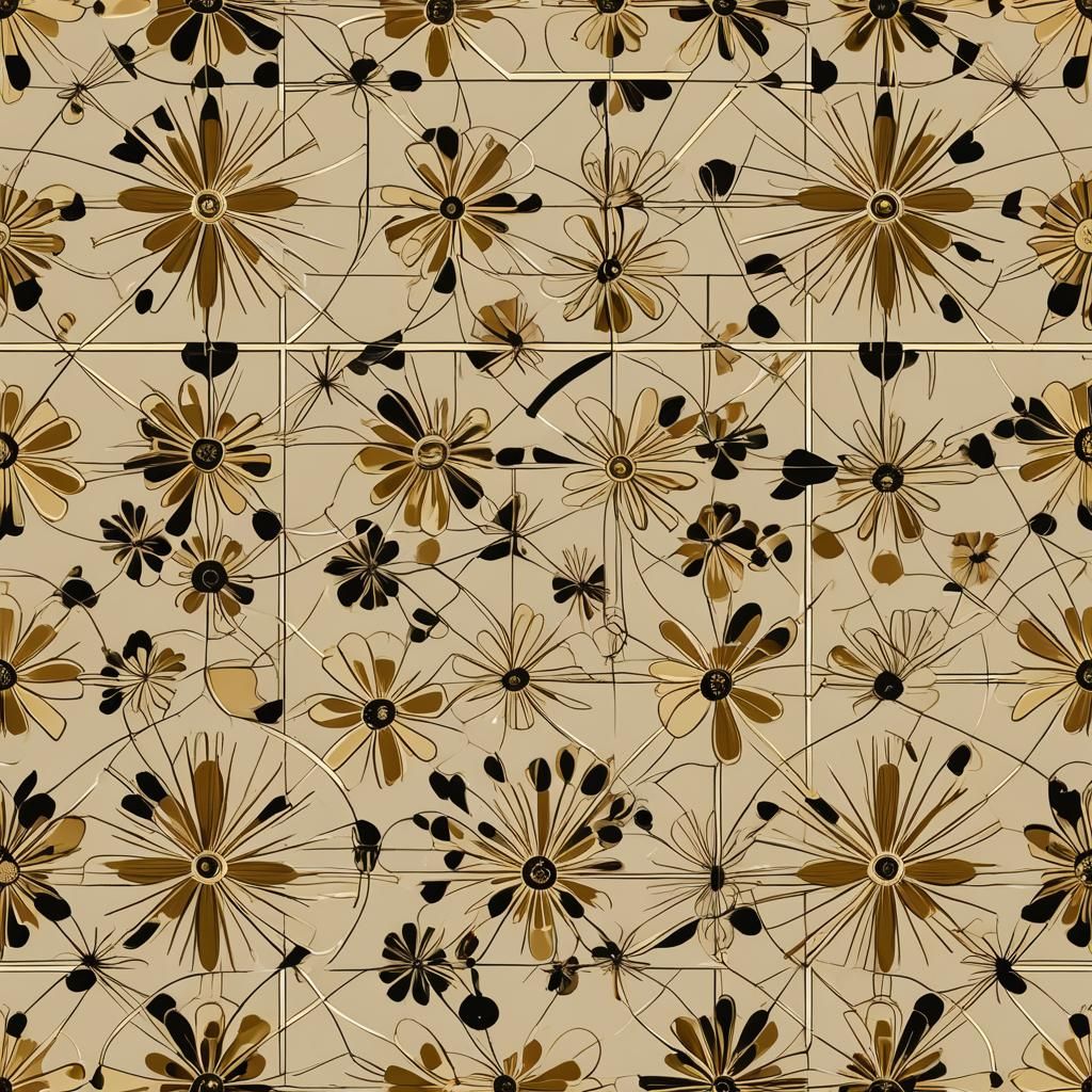 Geometric Bauhaus Floral Pattern in Pop Art Style