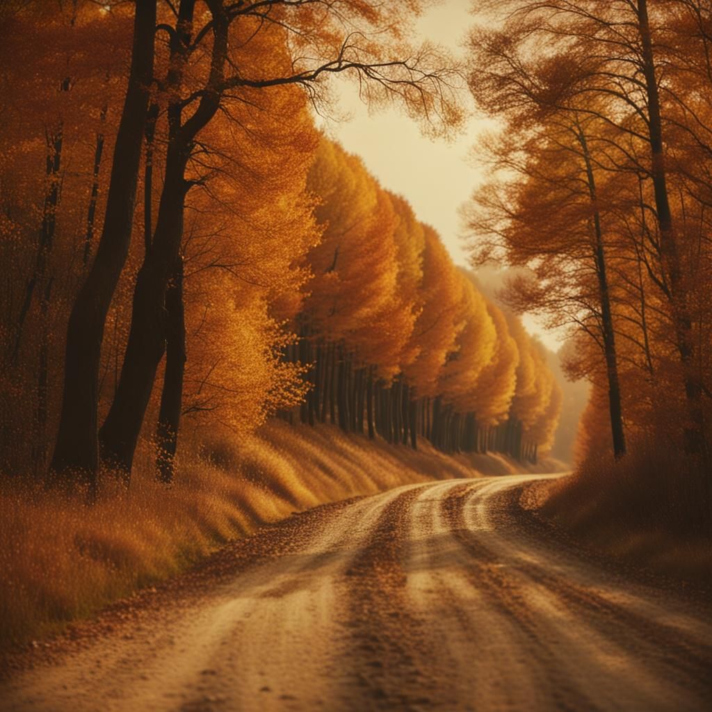 Autumn Road Cinematic Film Still