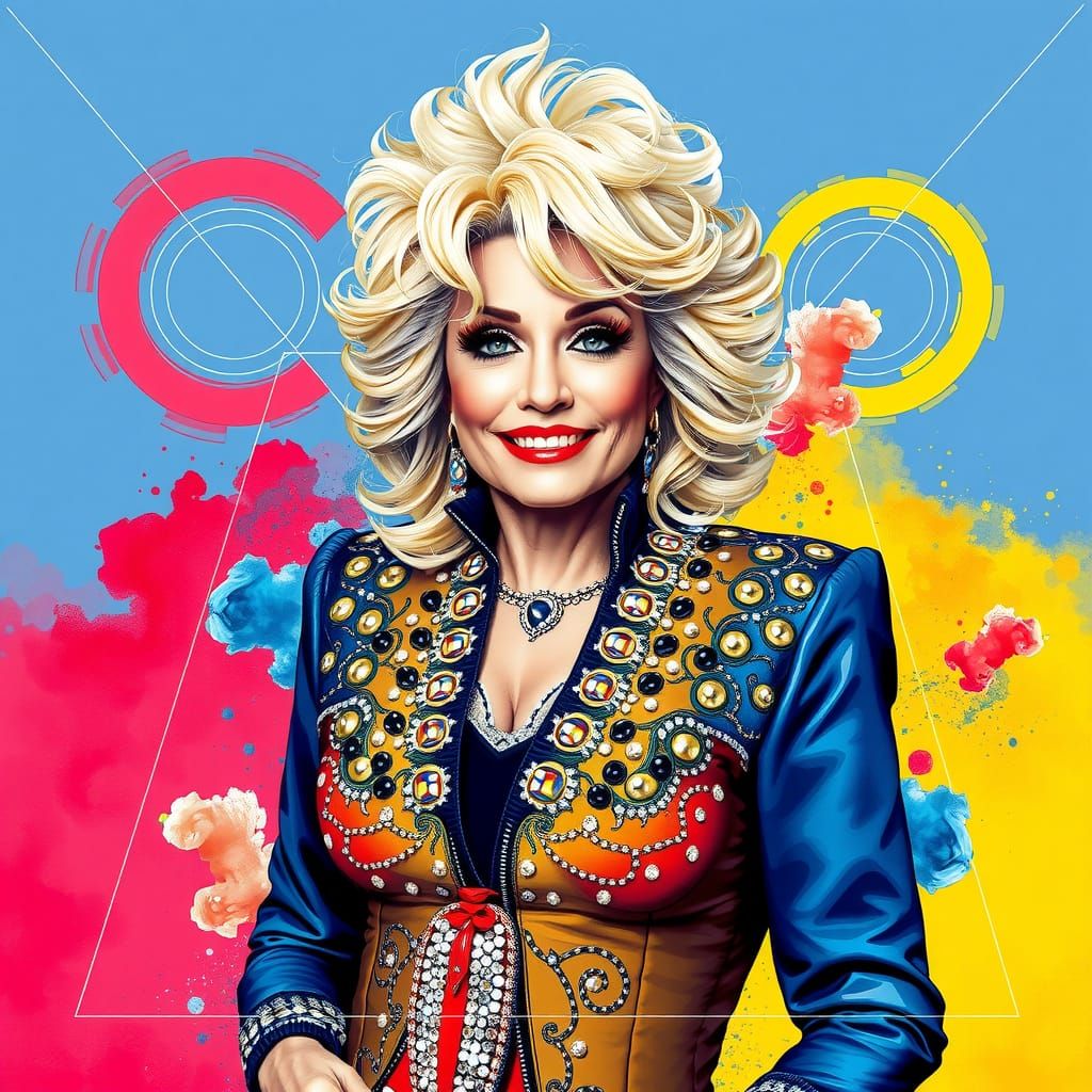 Watercolor of Dolly Parton