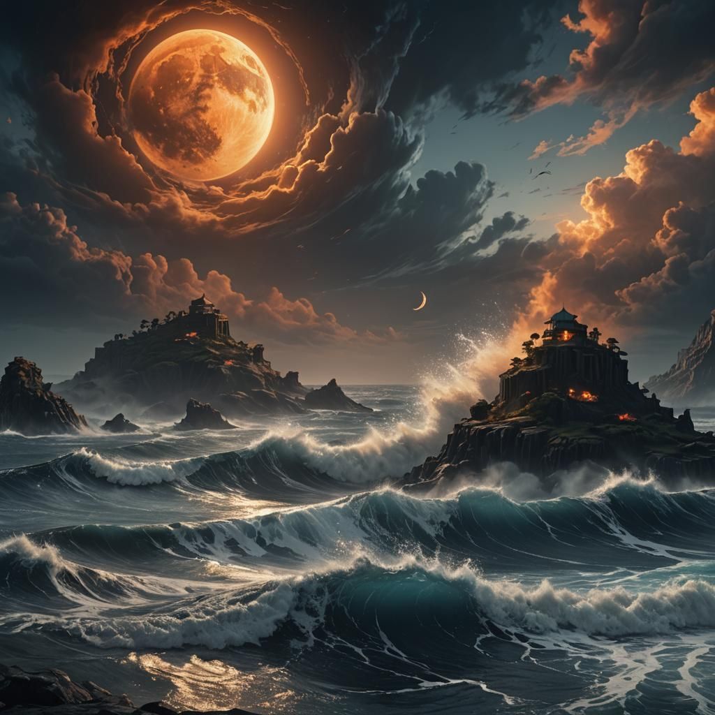 Mystical Island: Black Moon Over Turbulent Sea