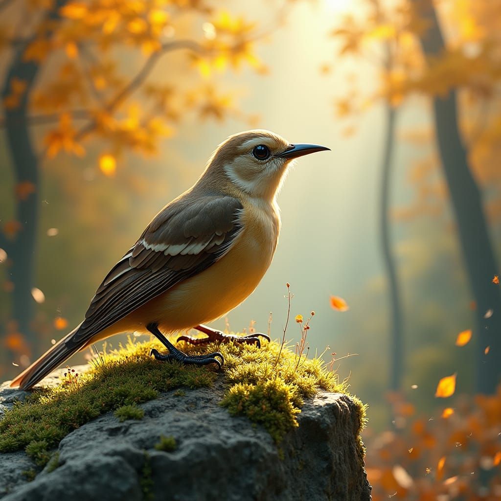 Bird in Autumn Landscape with Dreamlike Details