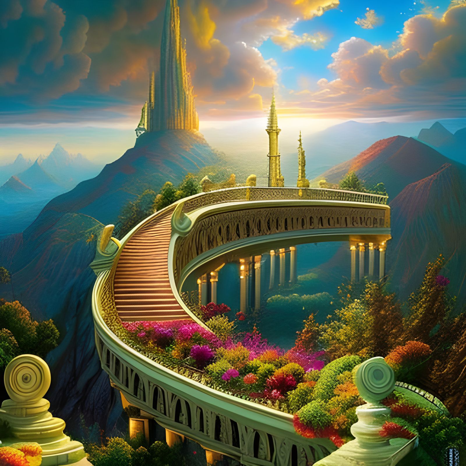 Heavenly Stairway in Visionary Art Style