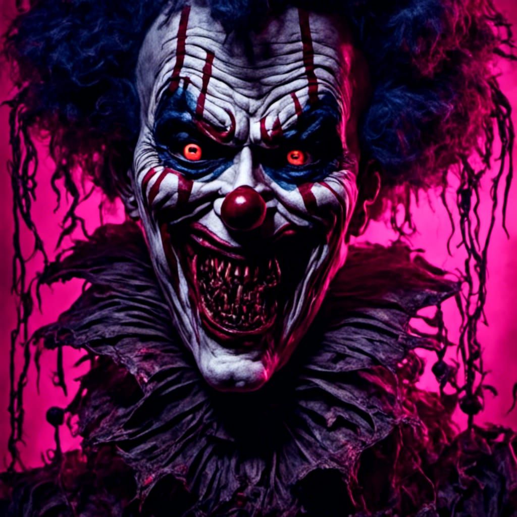 Horror Embroidery: Needle Teeth Clown in Dark Fantasy