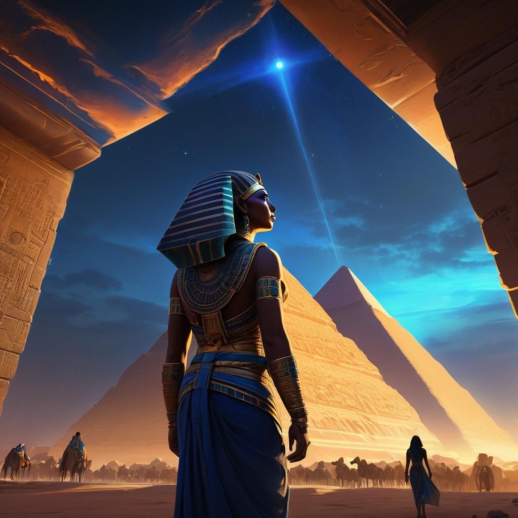 Egyptian Radiating Chakra Energy near Giza, Fantasy Art