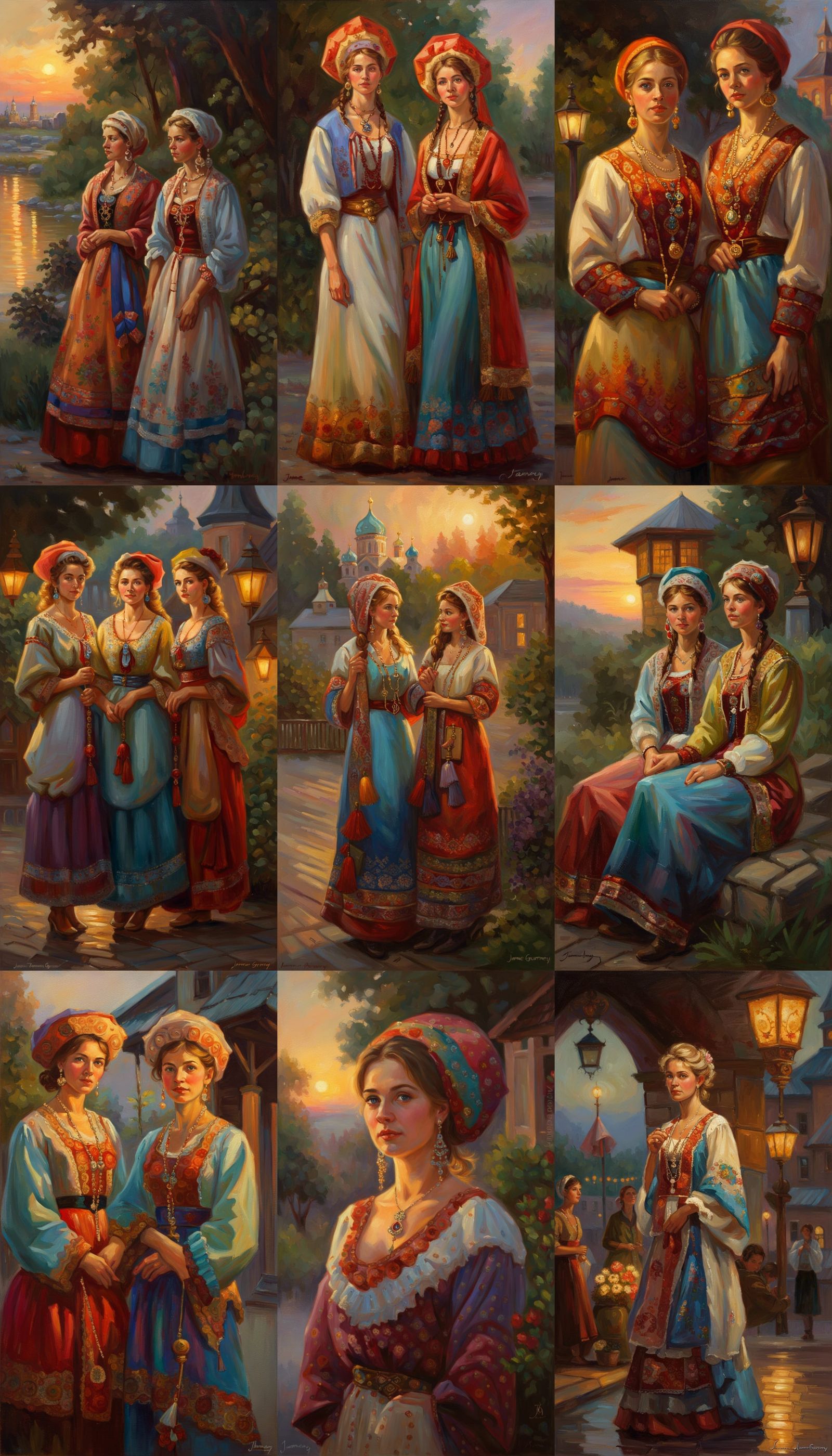 Beautiful Russian Women in Traditional Attire.